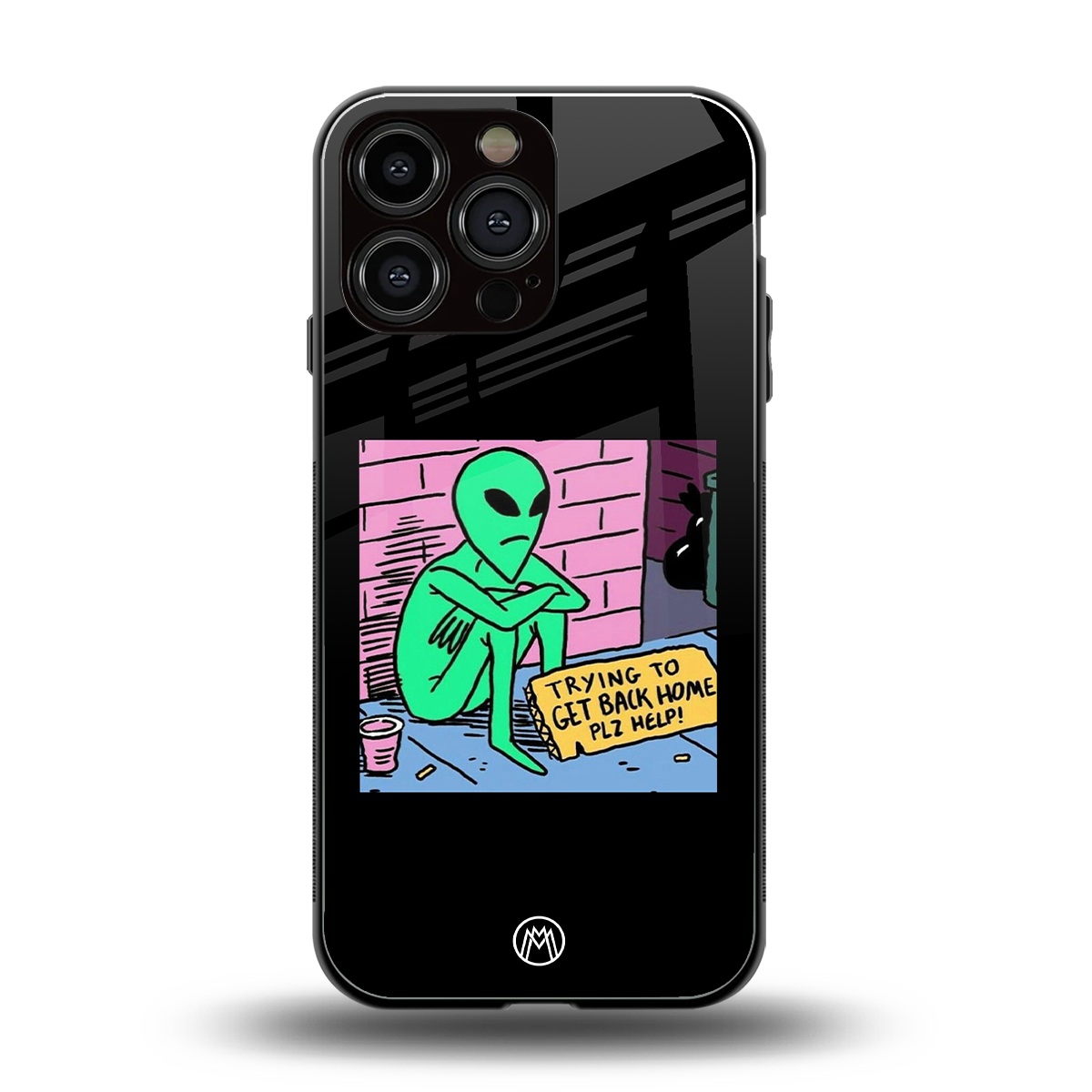 go home alien back phone cover | glass case for iphone 16 pro max