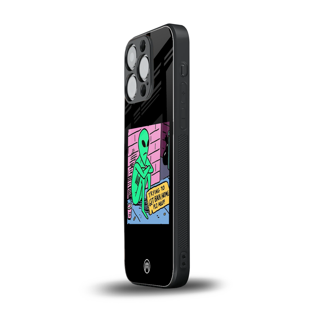 go home alien back phone cover | glass case for iphone 16 pro