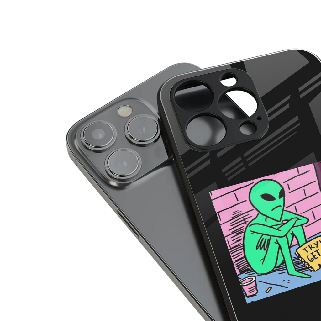go home alien back phone cover | glass case for iphone 16 pro