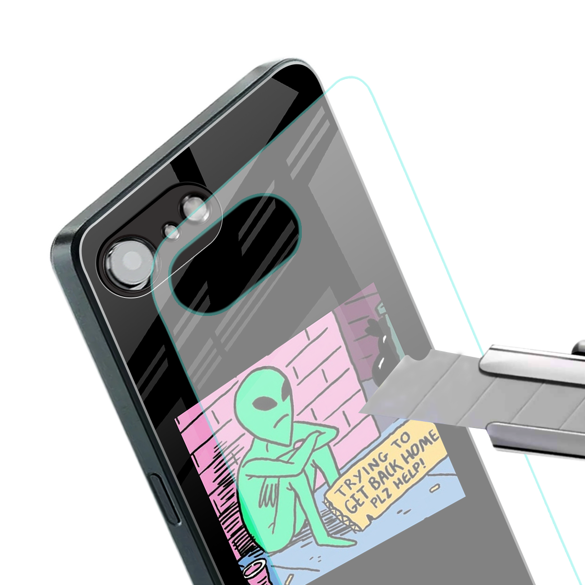 go home alien back phone cover | glass case for iphone 16e