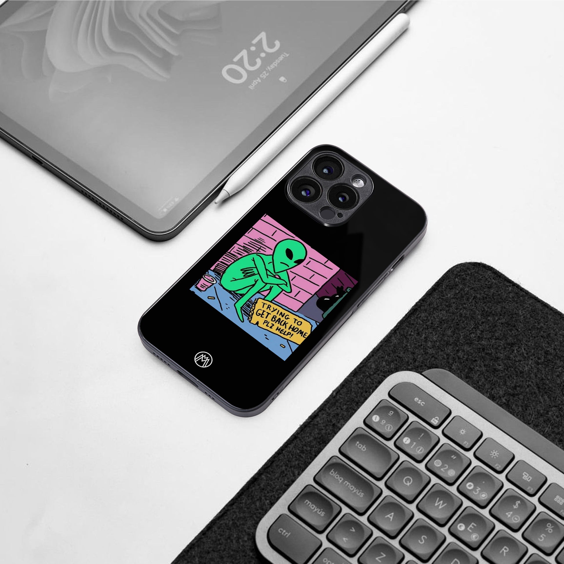 go home alien back phone cover | glass case for iphone 16 pro max