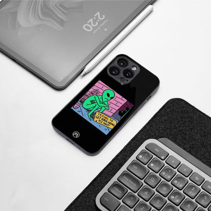 go home alien back phone cover | glass case for iphone 16 pro max