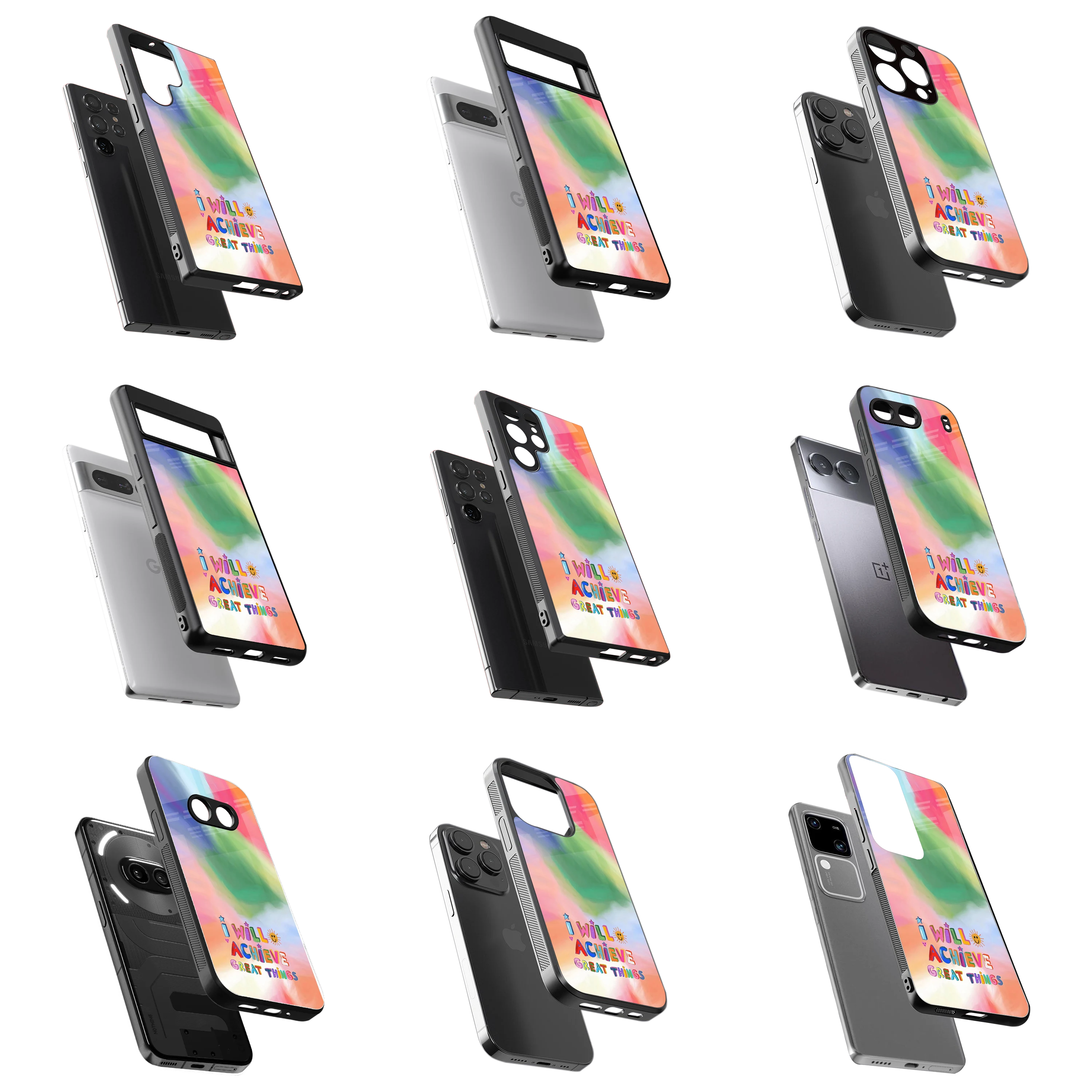 Durable Glass Back Mobile Case for iPhone, Samsung, OnePlus, Google Pixel, Redmi, Vivo, Oppo