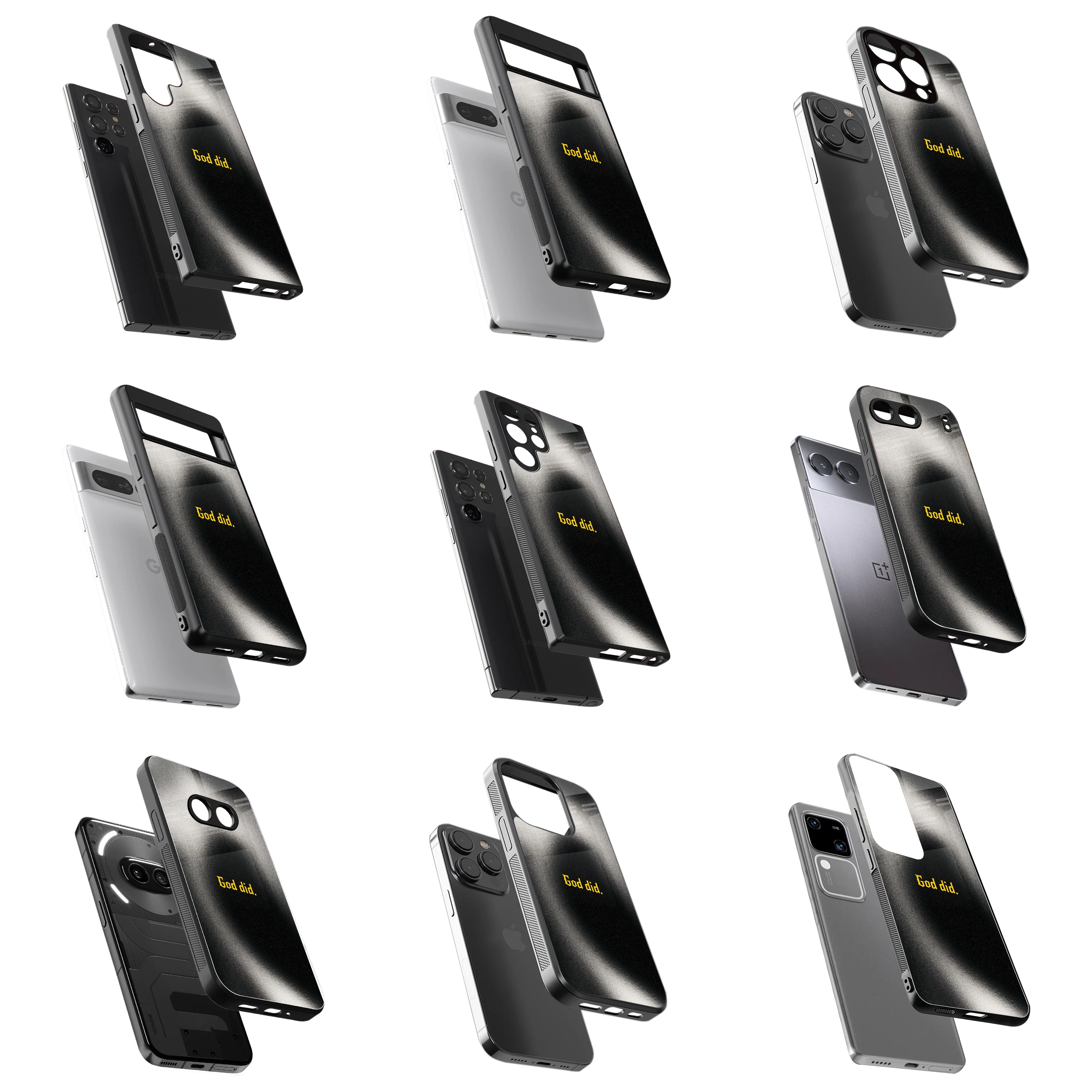 Durable Glass Back Mobile Case for iPhone, Samsung, OnePlus, Google Pixel, Redmi, Vivo, Oppo