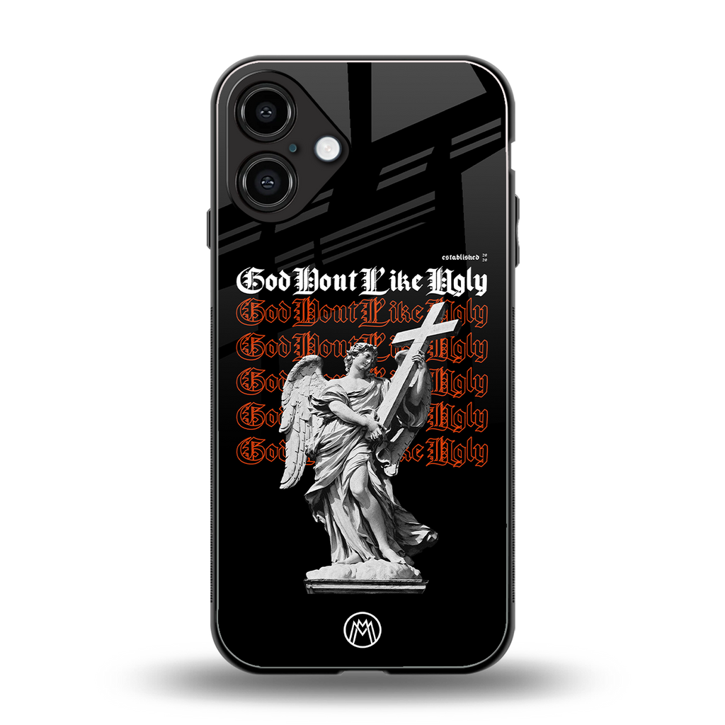 god don't like ugly back phone cover | glass case for iphone 16 plus