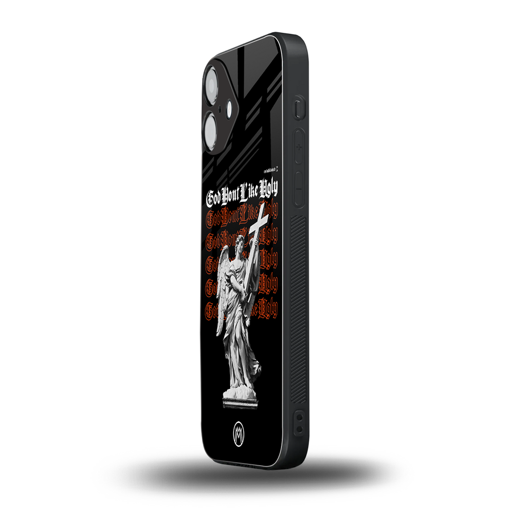 god don't like ugly back phone cover | glass case for iphone 16 plus