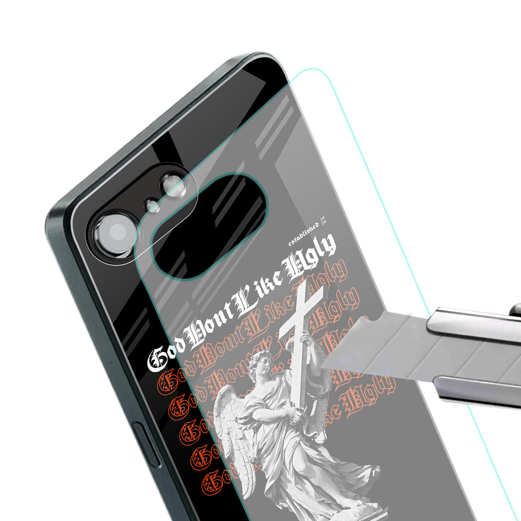 god don't like ugly back phone cover | glass case for iphone 16e