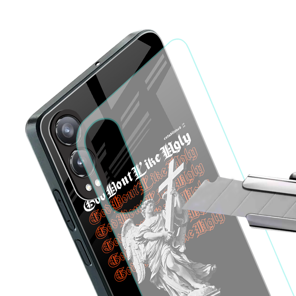 god don't like ugly back phone cover | glass case for oneplus nord ce 4 lite