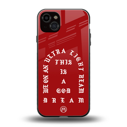 god dream back phone cover | glass case for iphone 14 plus