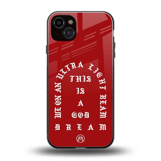 god dream back phone cover | glass case for iphone 14 plus
