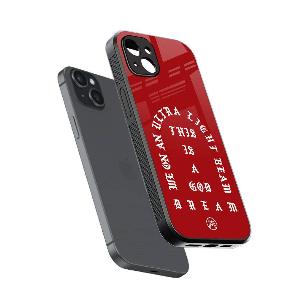 god dream back phone cover | glass case for iphone 15 plus
