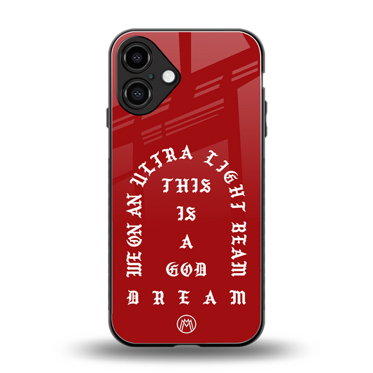 god dream back phone cover | glass case for iphone 16 plus
