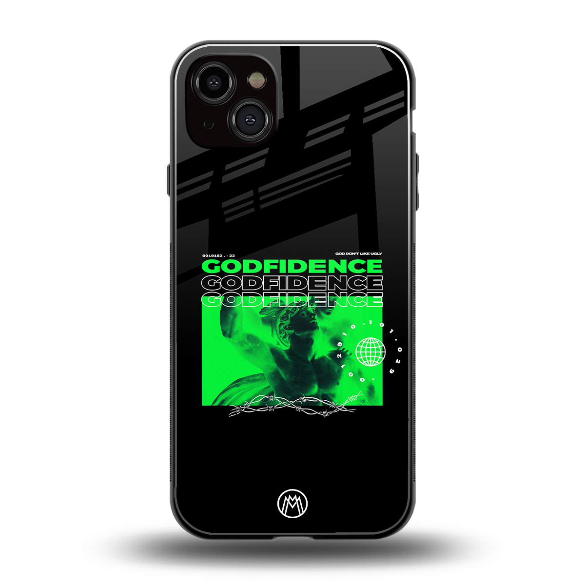godfidence back phone cover | glass case for iphone 15 plus