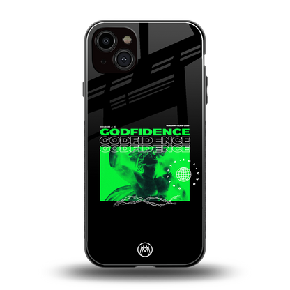 godfidence back phone cover | glass case for iphone 14 plus