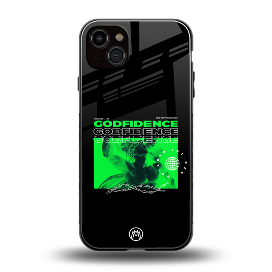 godfidence back phone cover | glass case for iphone 14 plus