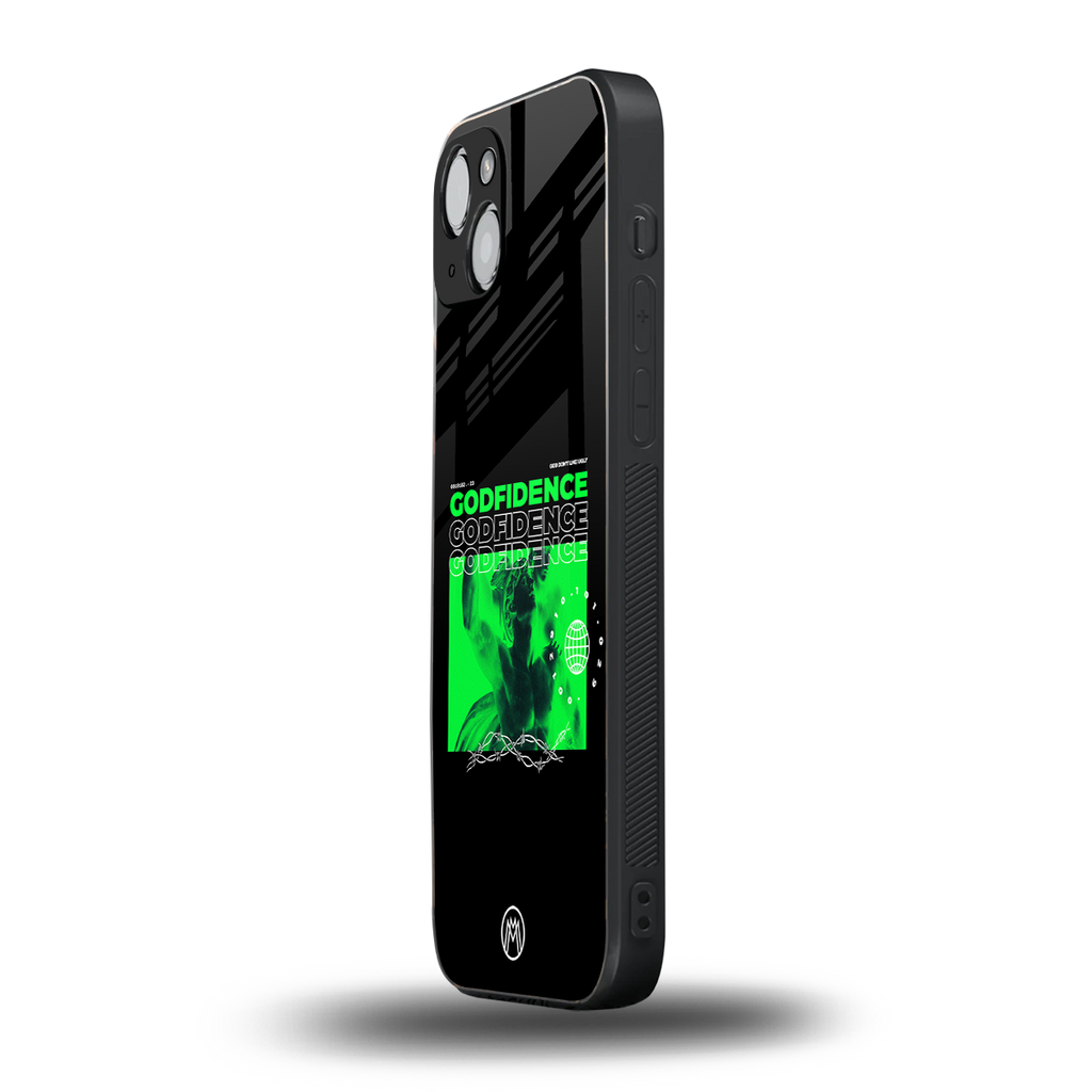 godfidence back phone cover | glass case for iphone 15 plus