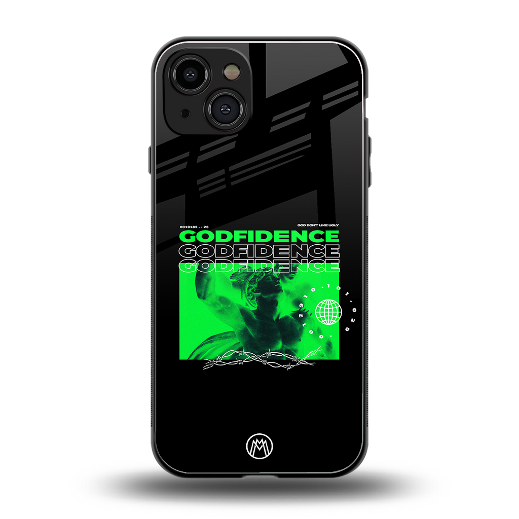 godfidence back phone cover | glass case for iphone 15