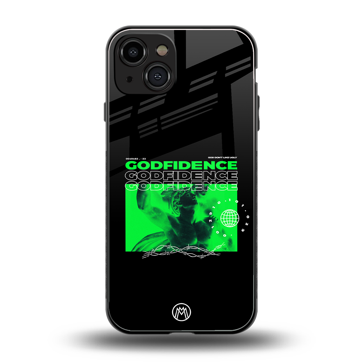 godfidence back phone cover | glass case for iphone 15