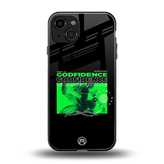 godfidence back phone cover | glass case for iphone 15