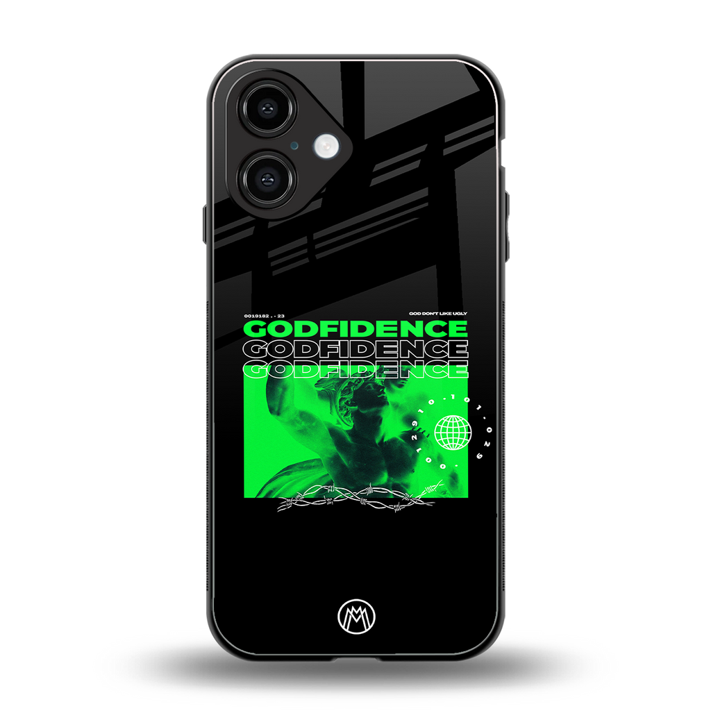 godfidence back phone cover | glass case for iphone 16