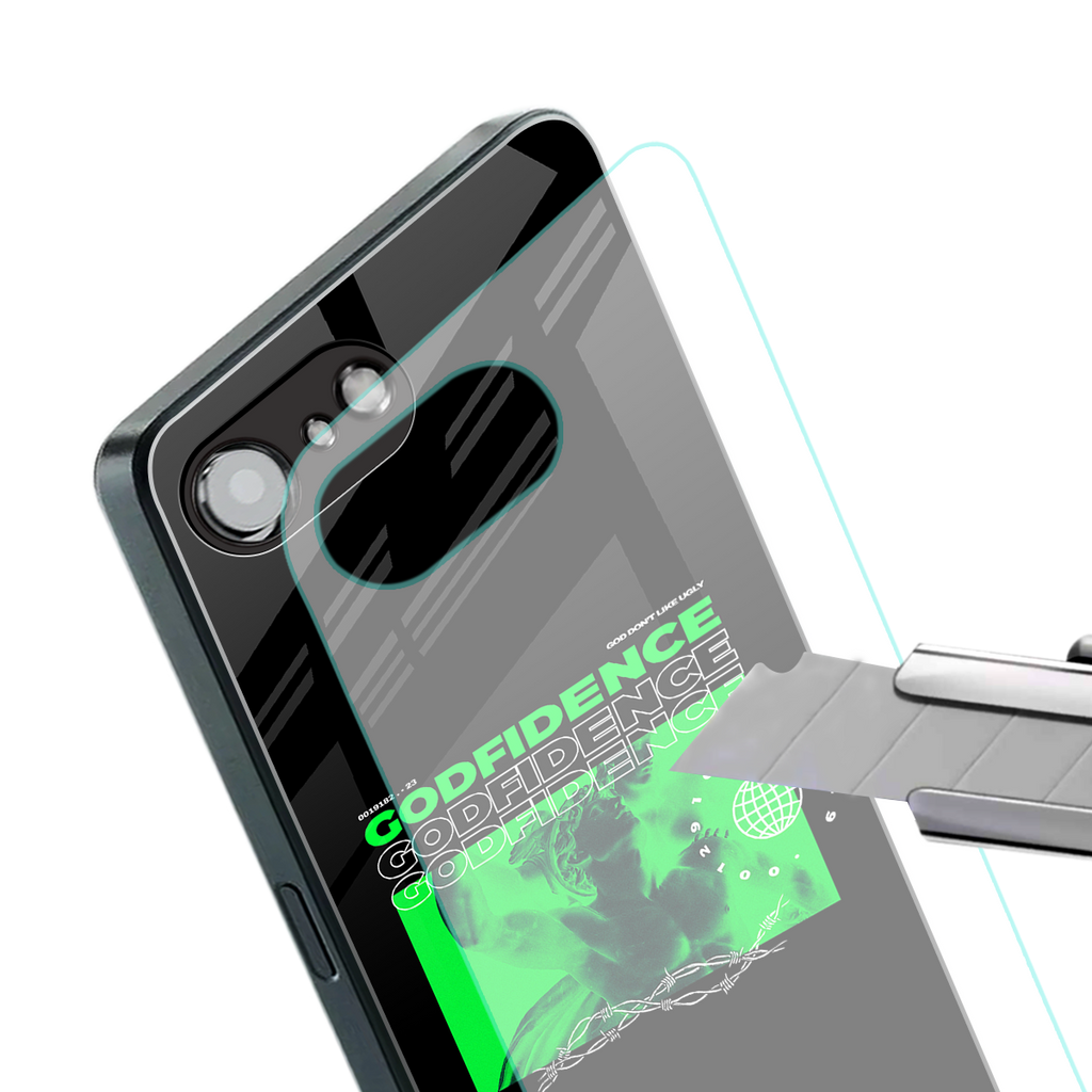 godfidence back phone cover | glass case for iphone 16e