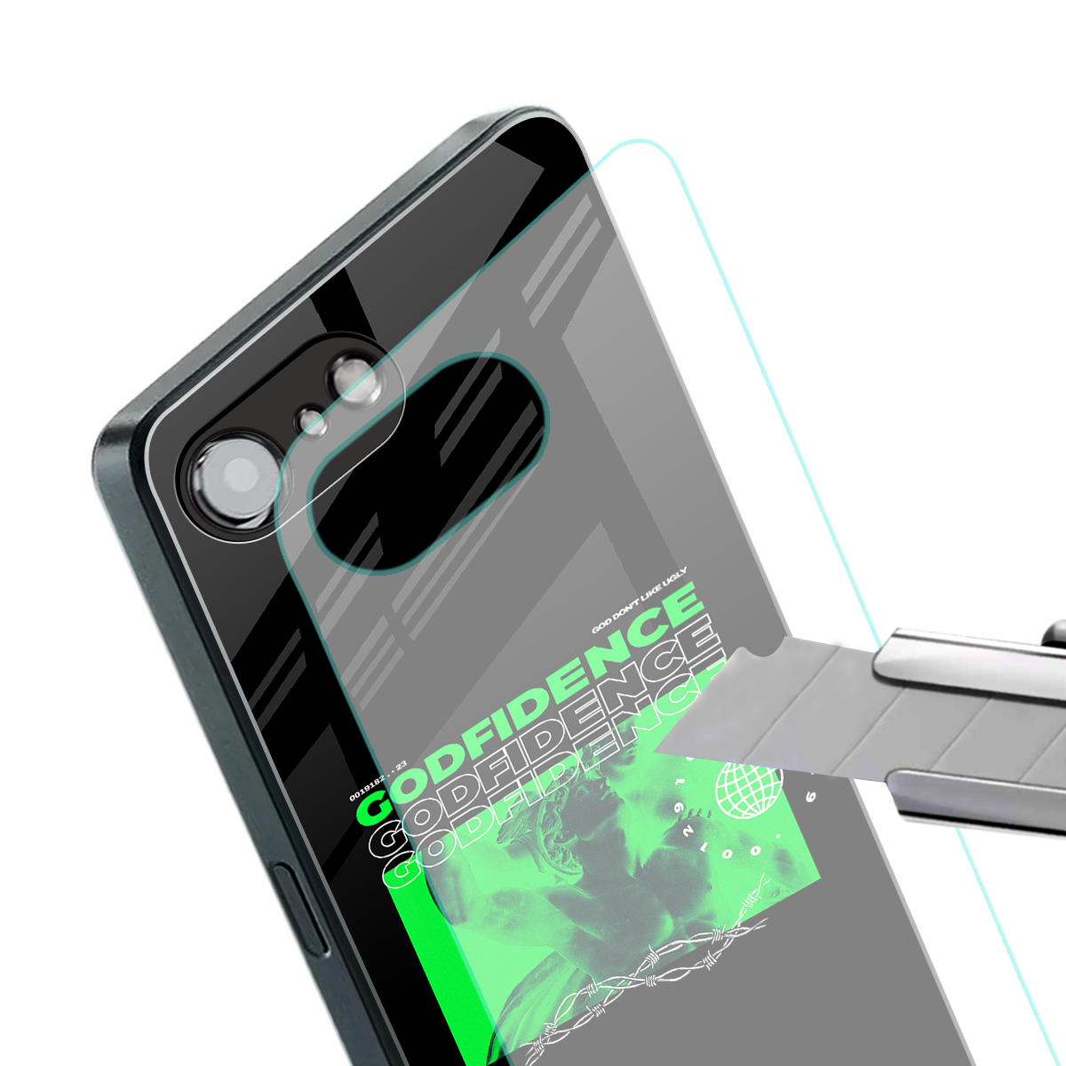 godfidence back phone cover | glass case for iphone 16e