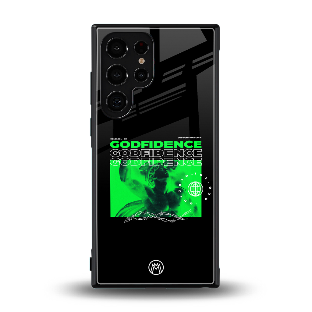 godfidence back phone cover | glass case for samsung galaxy s23 ultra