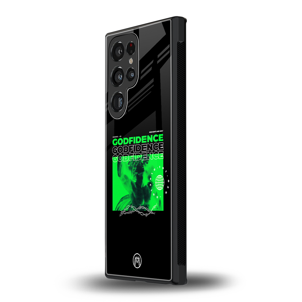godfidence back phone cover | glass case for samsung galaxy s23 ultra