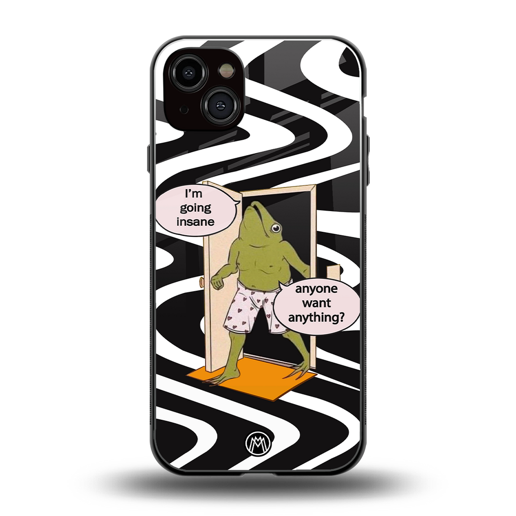 going insane back phone cover | glass case for iphone 15 plus