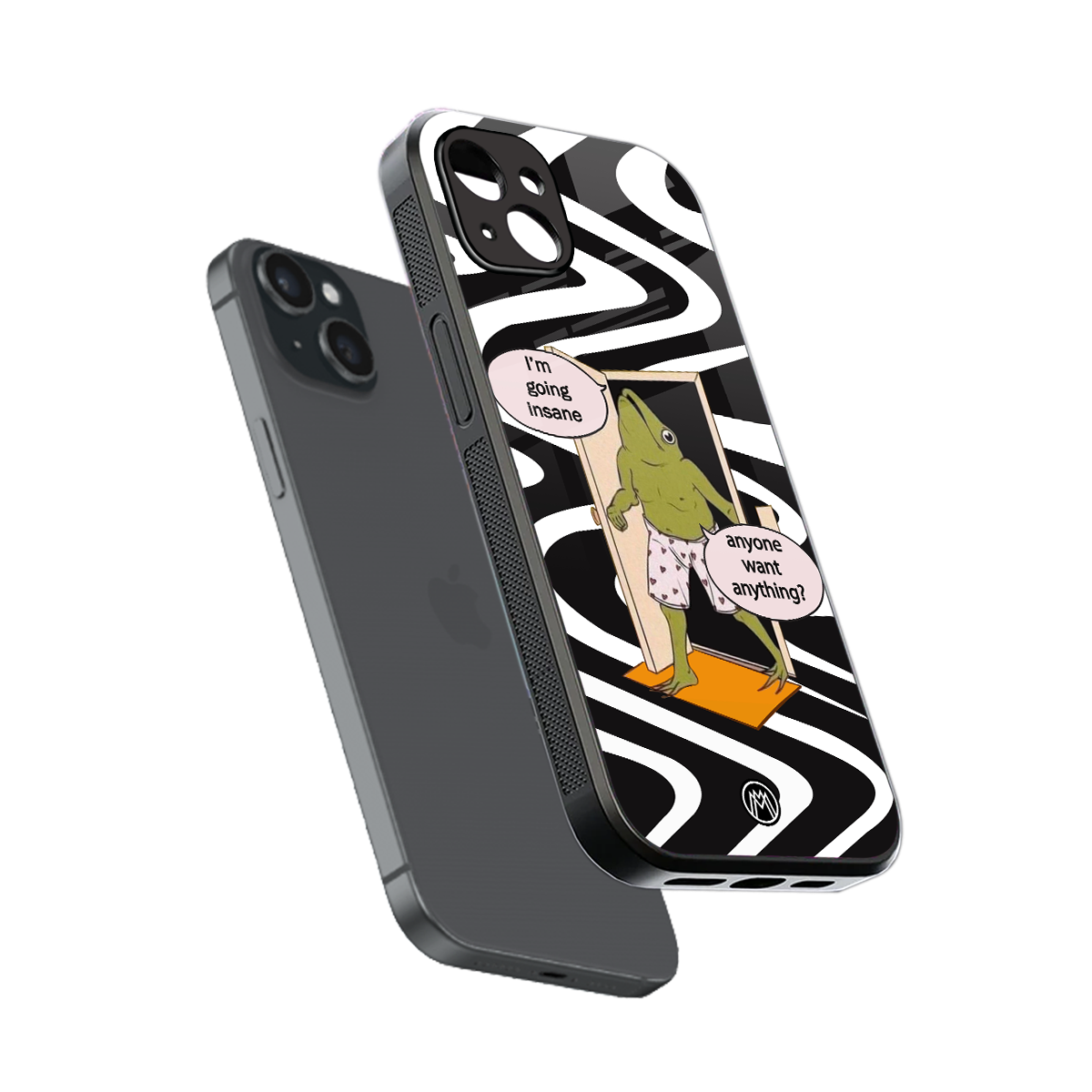 going insane back phone cover | glass case for iphone 15 plus
