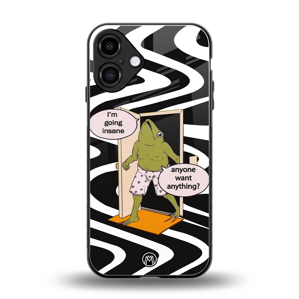 going insane back phone cover | glass case for iphone 16 plus