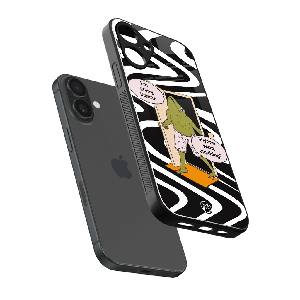 going insane back phone cover | glass case for iphone 16 plus