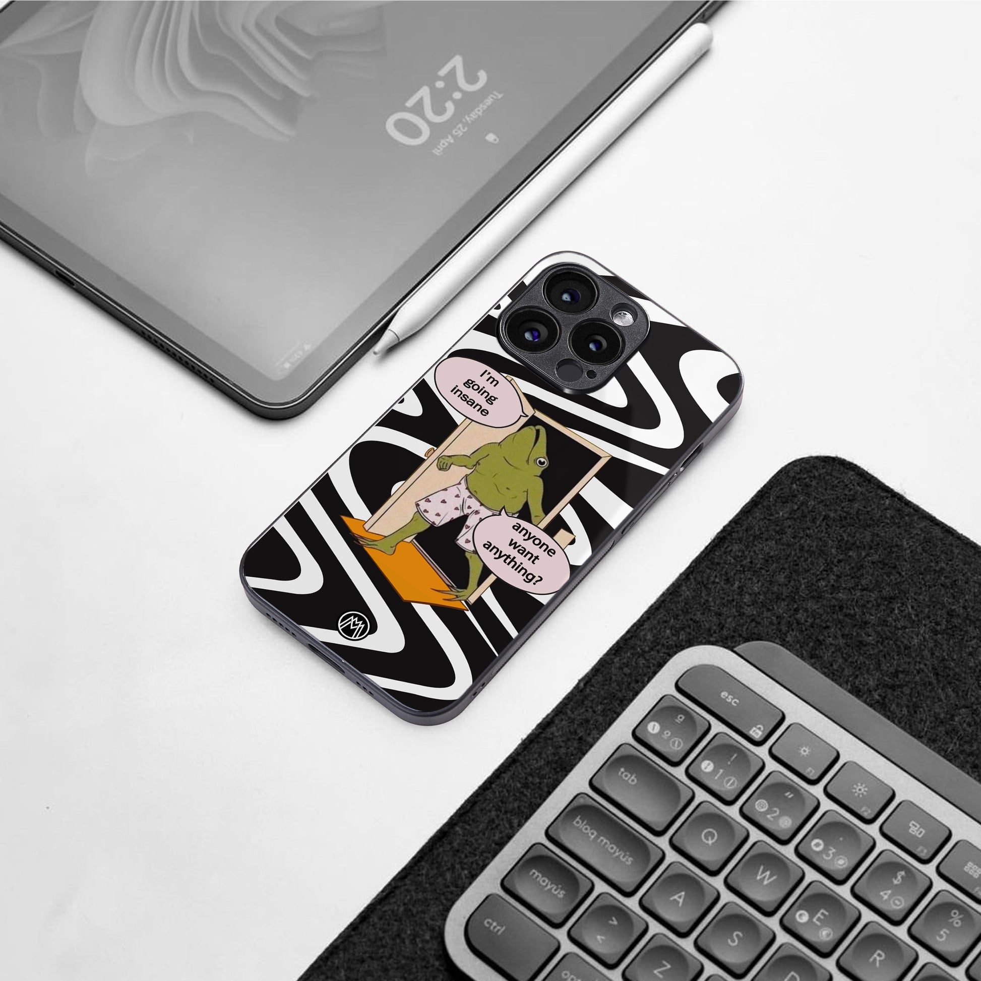 going insane back phone cover | glass case for iphone 16 pro max