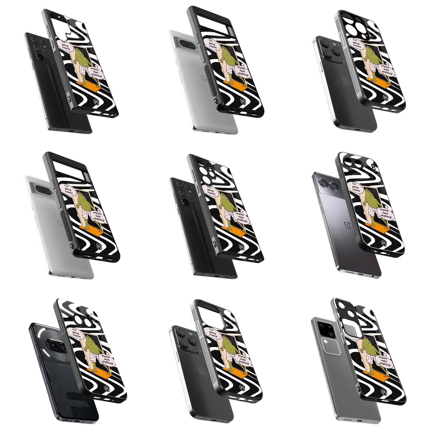 Durable Glass Back Mobile Case for iPhone, Samsung, OnePlus, Google Pixel, Redmi, Vivo, Oppo
