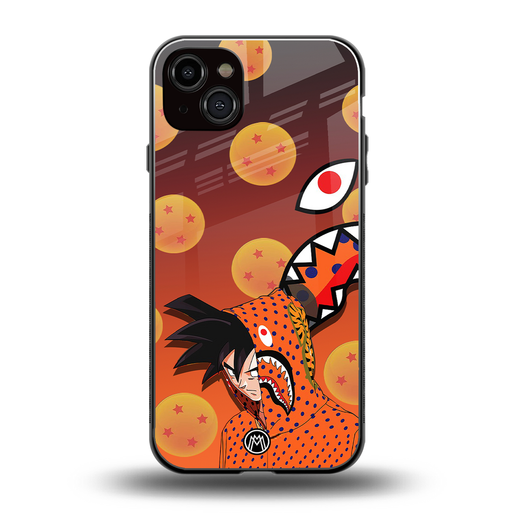 goku back phone cover | glass case for iphone 15 plus