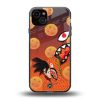 goku back phone cover | glass case for iphone 15 plus
