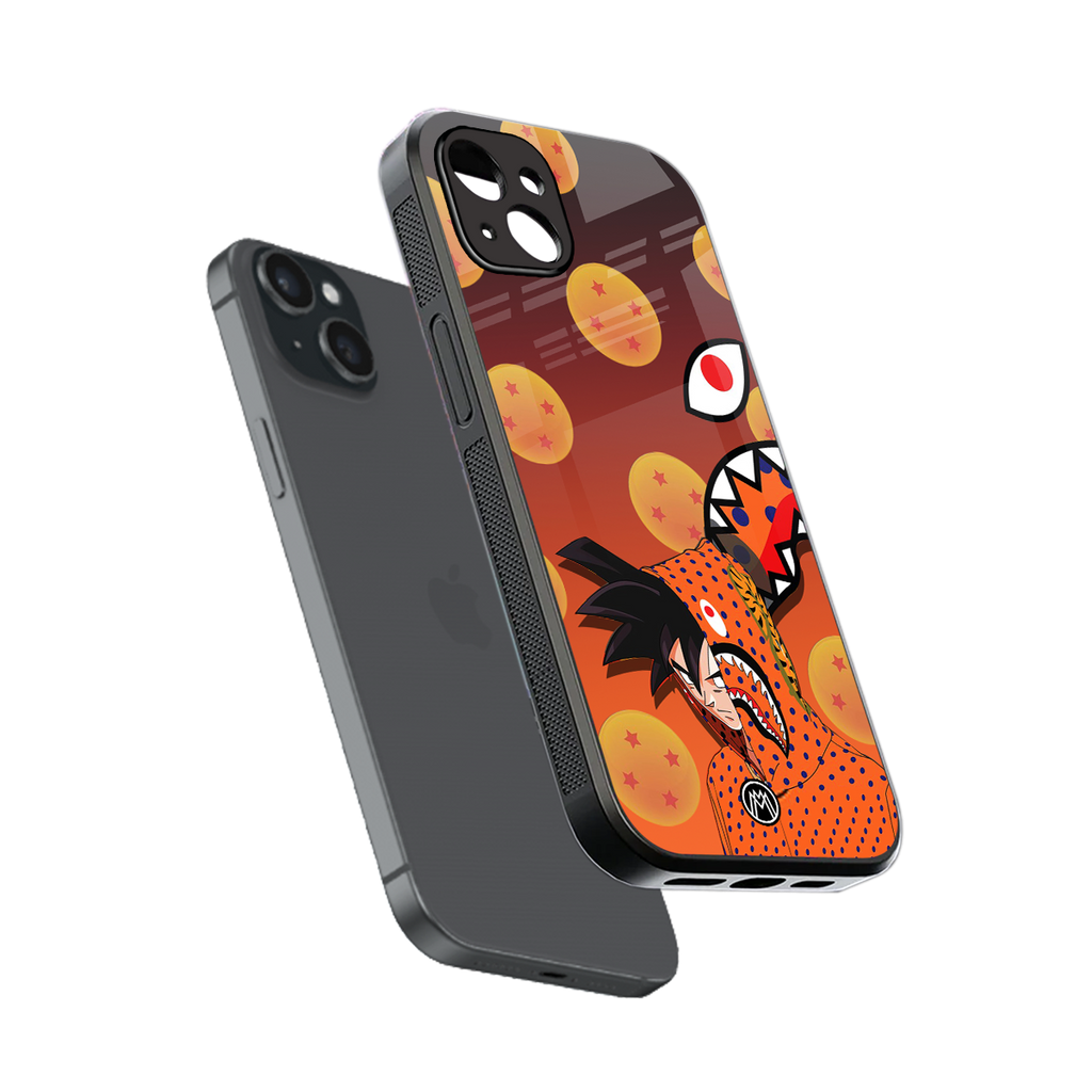 goku back phone cover | glass case for iphone 15 plus