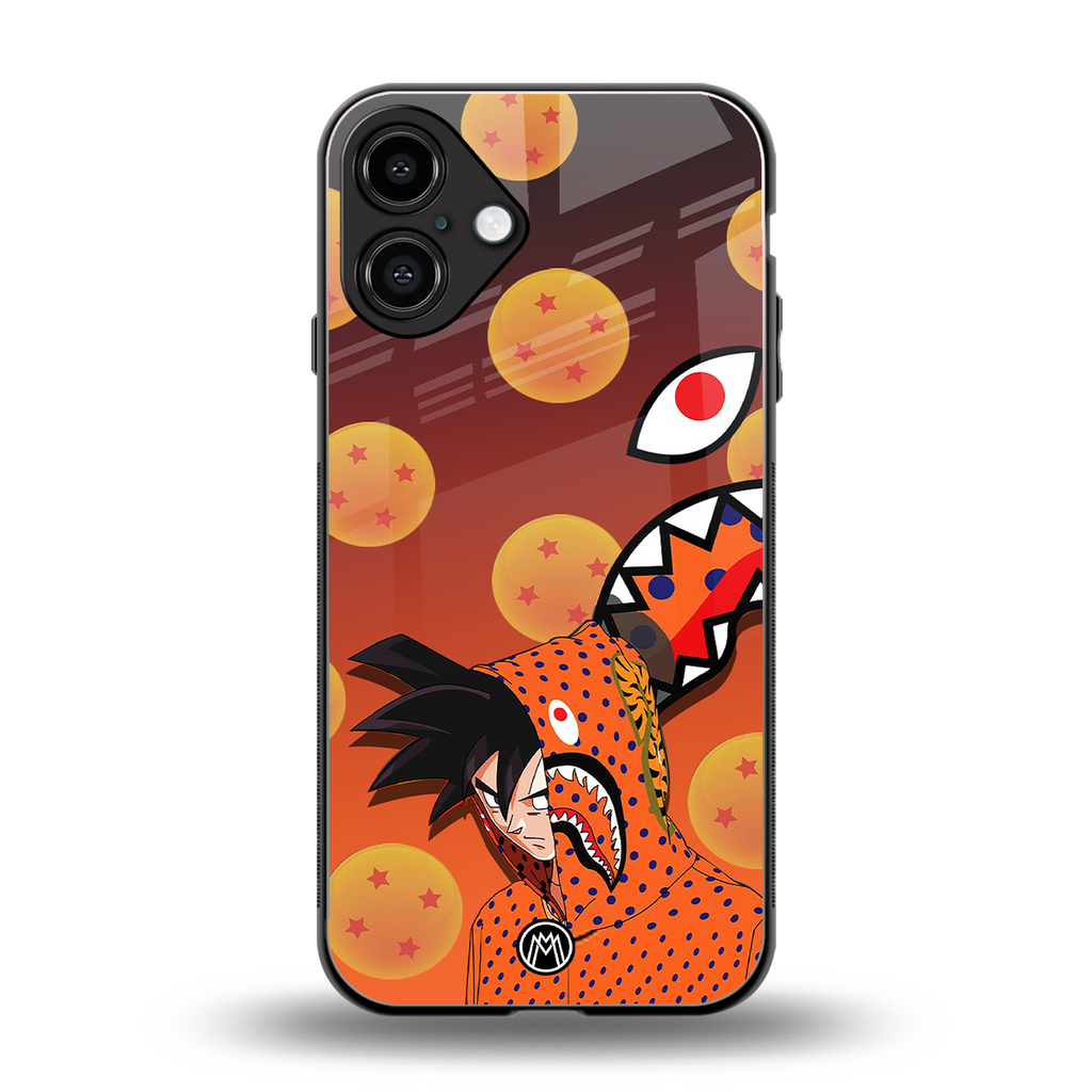 goku back phone cover | glass case for iphone 16 plus