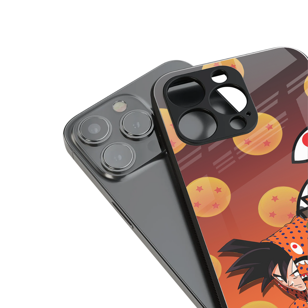 goku back phone cover | glass case for iphone 14 plus