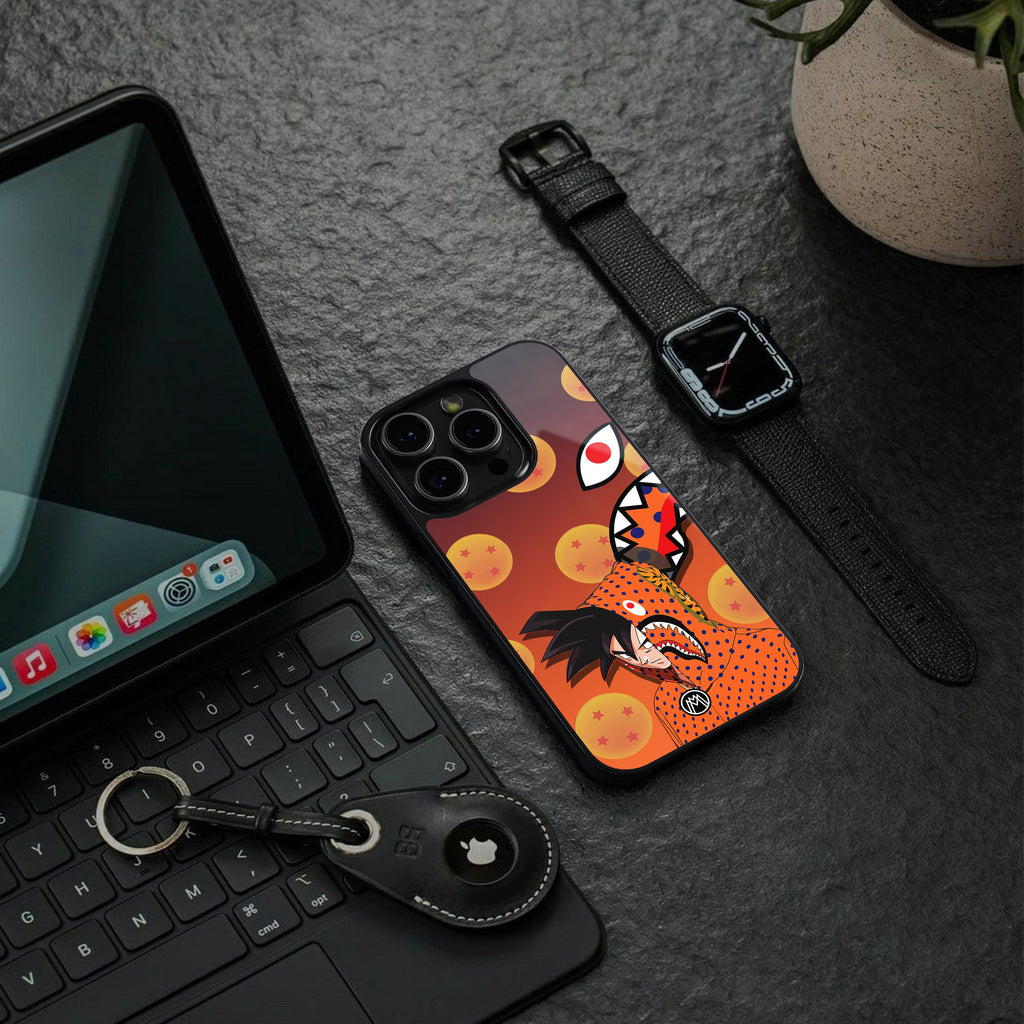 goku back phone cover | glass case for iphone 16 plus
