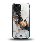 gold black silver liquid marble back phone cover | glass case for iphone 13 mini