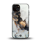 gold black silver liquid marble back phone cover | glass case for iphone 13