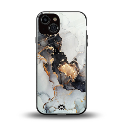 gold black silver liquid marble back phone cover | glass case for iphone 13