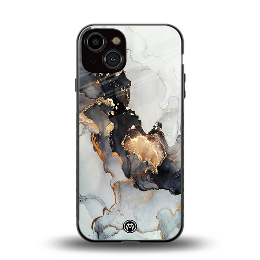 gold black silver liquid marble back phone cover | glass case for iphone 13
