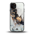 gold black silver liquid marble back phone cover | glass case for iphone 14 plus