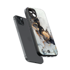 gold black silver liquid marble back phone cover | glass case for iphone 15 plus