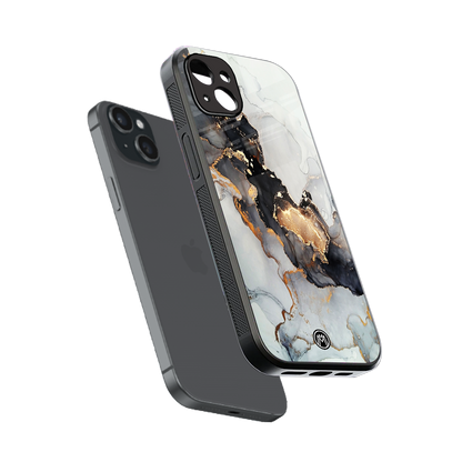 gold black silver liquid marble back phone cover | glass case for iphone 14 plus