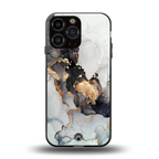 gold black silver liquid marble back phone cover | glass case for iphone 14 pro max