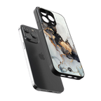 gold black silver liquid marble back phone cover | glass case for iphone 14 pro max