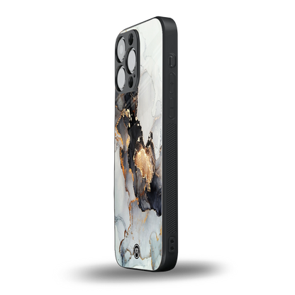 gold black silver liquid marble back phone cover | glass case for iphone 14 pro max